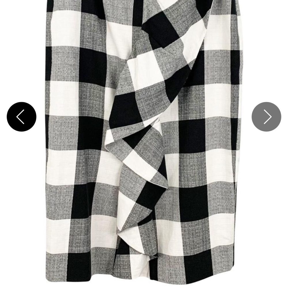 Black White Plaid Ruffle Skirt